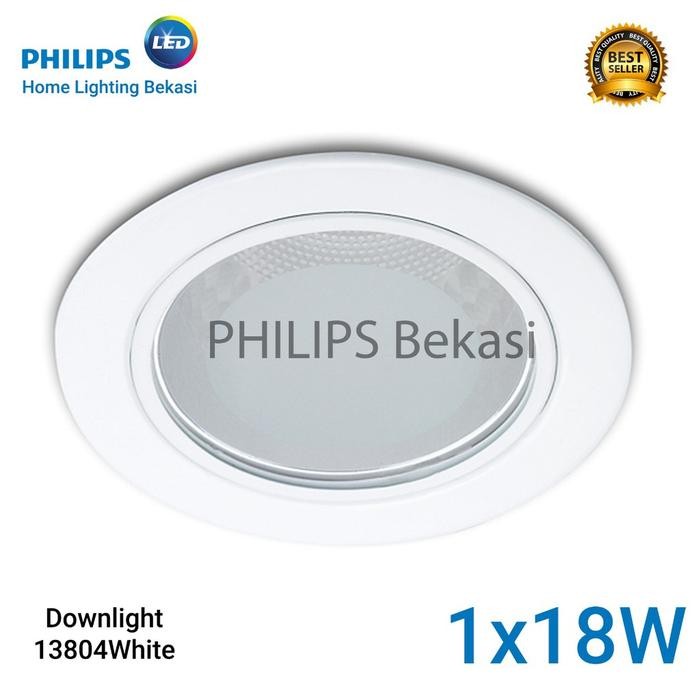 (Allthebest) Philips Lampu Downlight 4 inch 13804 Putih Cover Glass