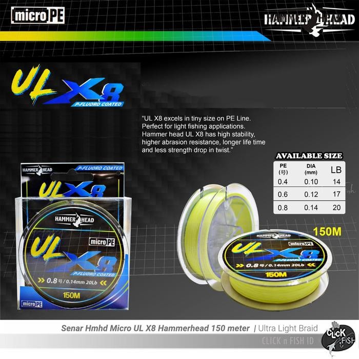 Senar Pancing Micro Ul X8 Hammerhead Ultra Light Kuning Pe 0.4 0.6 0.8 Gratisongkir