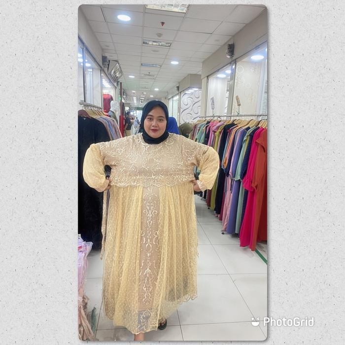 Belanja Gamis Pesta Tile Balon Jumbo Ld 130 (4L) Ld 140 (5L) / Gamis Pesta Jumbo / Seragaman Hajatan