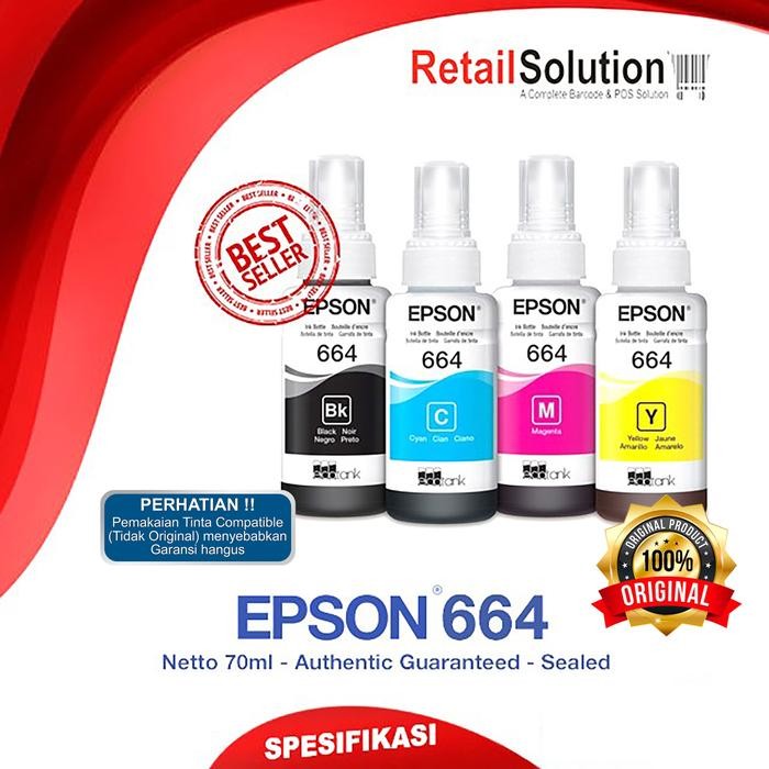 Tinta Epson 664 1 Set Warna CMYK - Tinta L120 L310 L360 L405 L565 L210