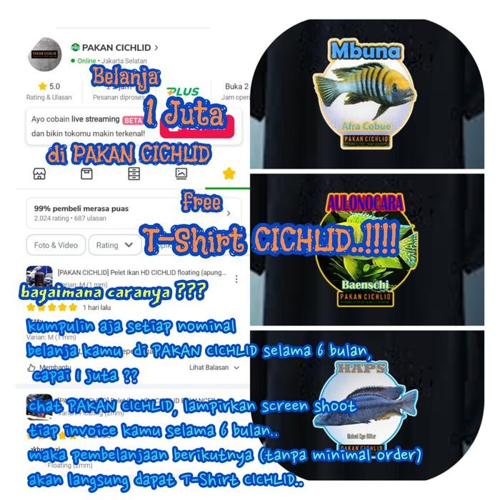 [PAKAN CICHLID] PELET IKAN HD CICHLID SINKING (TENGGELAM) 250 GR
