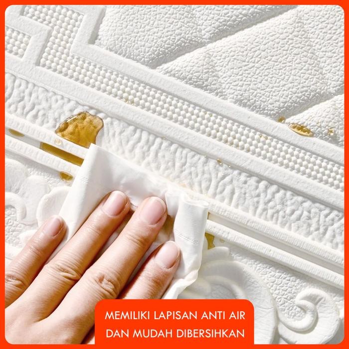 [Isi 5 Pcs] Wallpaper 3D Foam Pintu, Xpe Foam Dengan Motif Ukiran Klasik Timbul - 70Cm X 90Cm - Anti