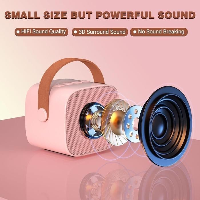 Speaker Bluetooth Karaoke 2 Mic Set Salon Bluetooth Bt Speaker Karoke With Microphone 3D Stereo