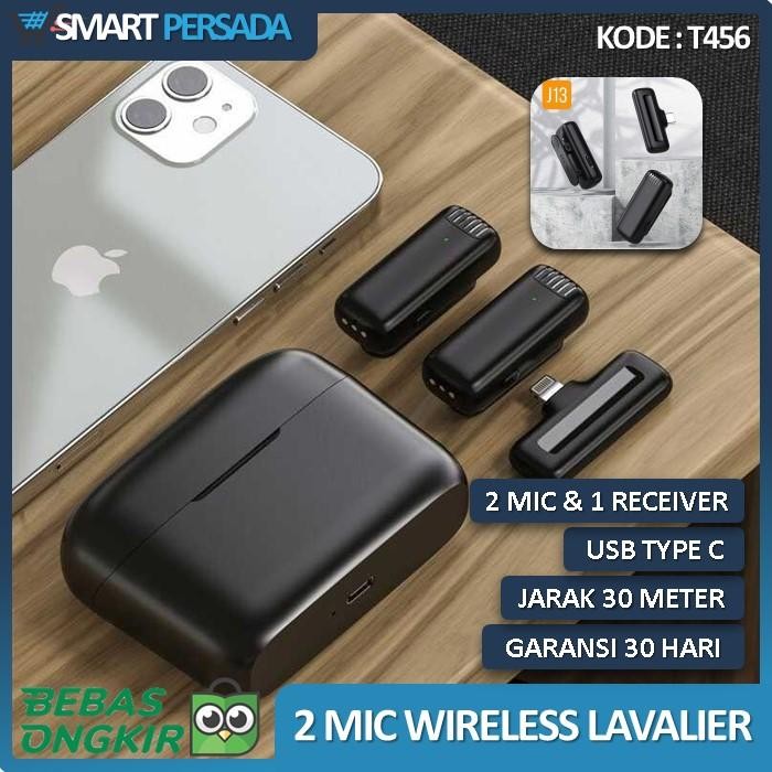 Mic Wireless Clip On 2 Microphone Smartphone HP Type C Vlog Youtuber