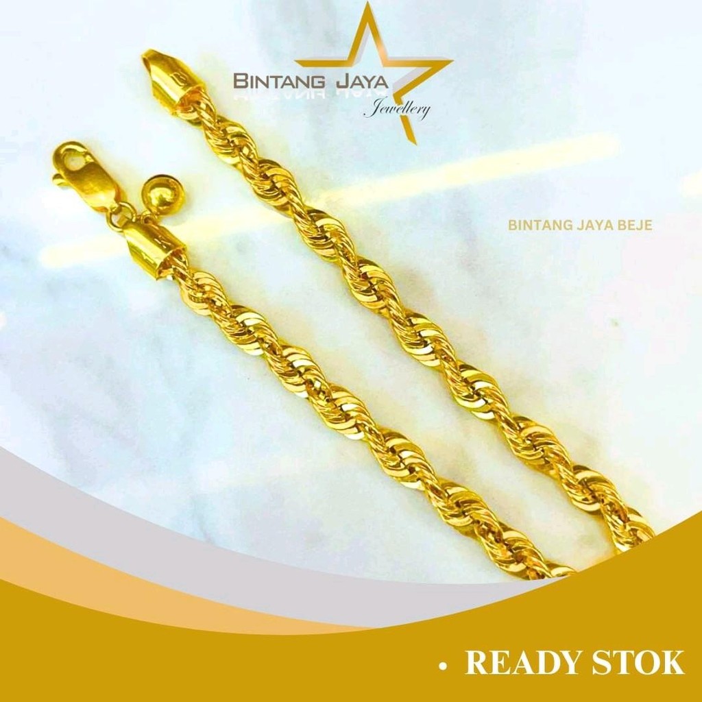 Gelang Emas Asli Rantai Tambang Gantung Lonceng - Kadar (16K) - 4,97gr Panjang 17,5cm - Kilau Emas d