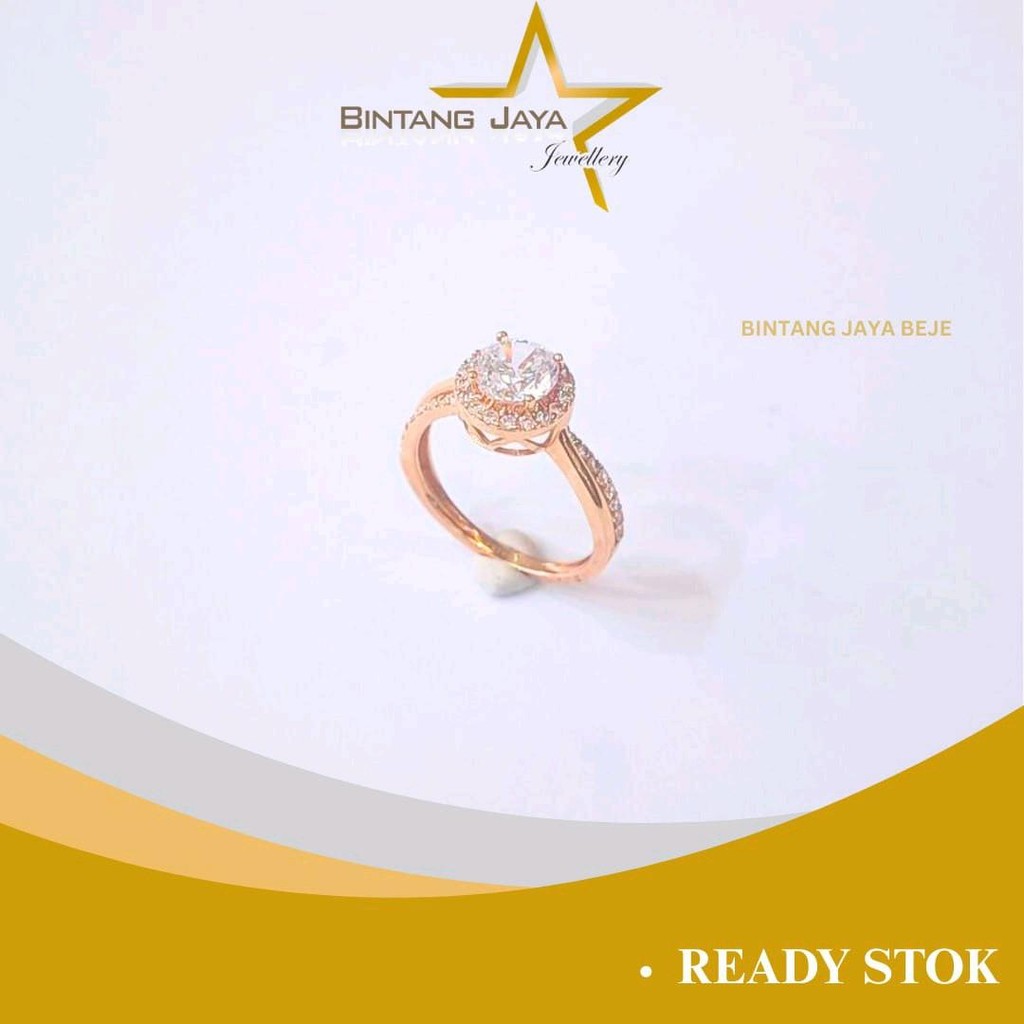 Cincin Emas Asli Bulat Sebaris M Putih - Kadar (16K) - Berat 2,98 Gram - Model Modern & Clean - Untu