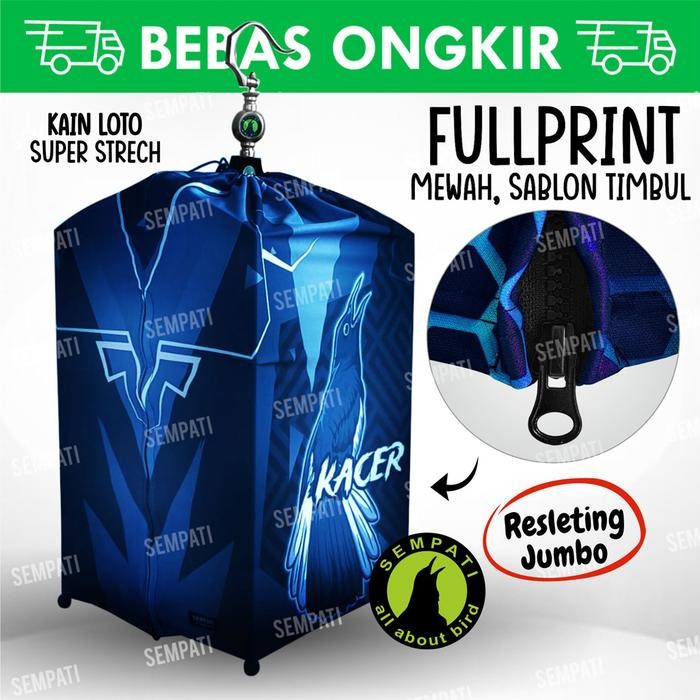 Krodong Kerodong Kotak Full Printing Single Layer Bahan Lotto Super No 2 Kain Cover Penutup Sangkar