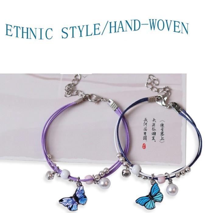 Gelang Wanita Tali Aesthetic Motif Kupu-Kupu Butterfly Fashion Korea