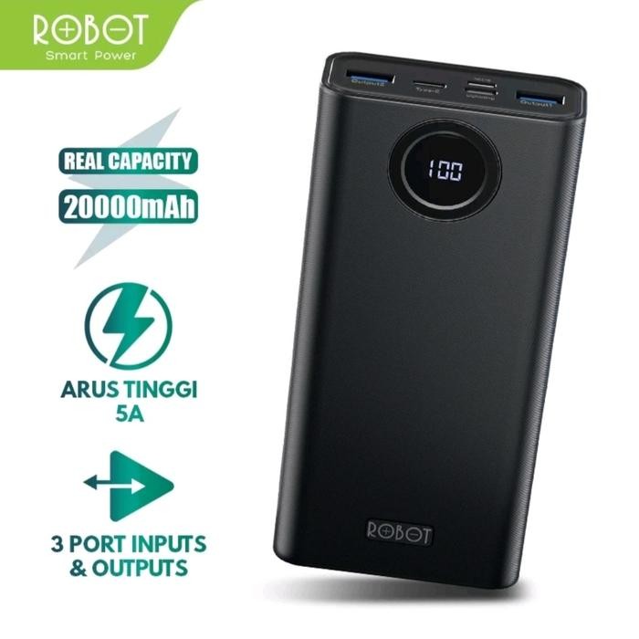 Diskon Powerbank Robot 20000Mah Rt23 Quick Charging Powerbank 3 Port Original