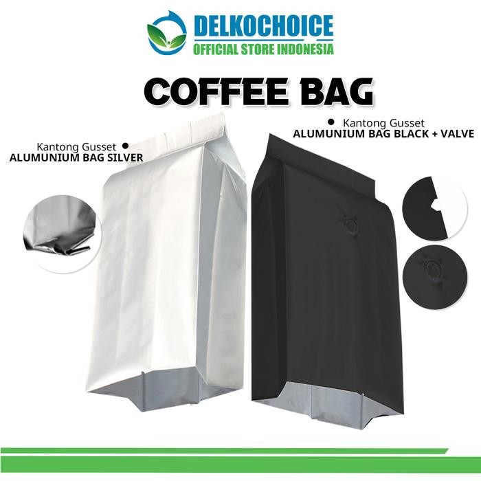 

Kantong Alumunium Gusset Coffee Bag Kemasan Kopi Bubuk DELKOCHOICE