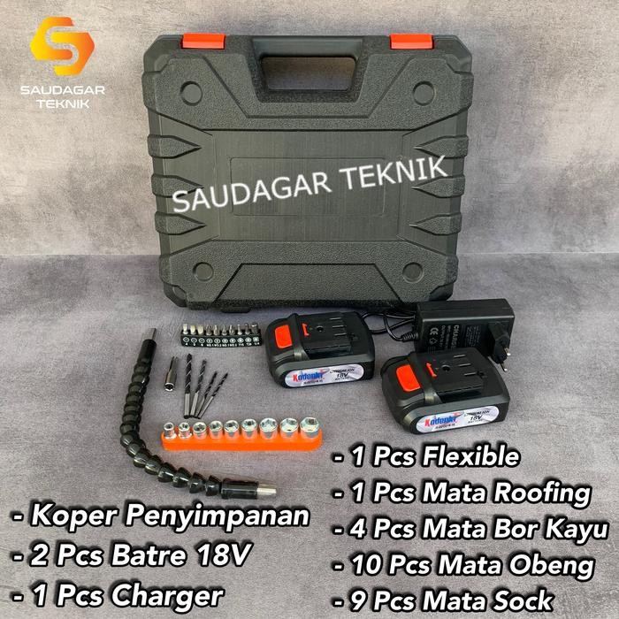 Mesin Bor Tembok Cordless Baterai Batre Cordless Impact Drill Kodenki