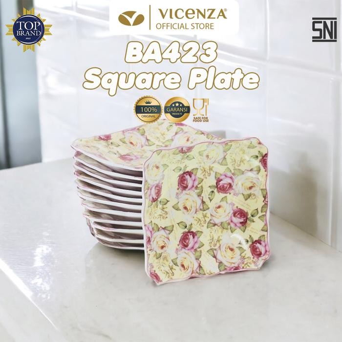 Vicenza Piring Kotak Kecil Ba423 1 Lusin Motif Mawar Terlaris