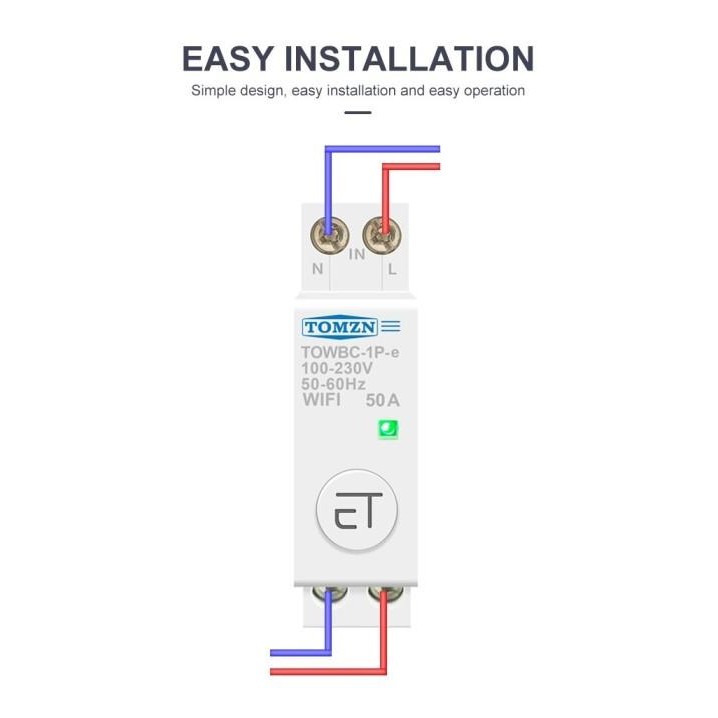Menarik Ewelink Wifi 1 Phase On-Off Switch Breaker 50A 220Vac Din Rail