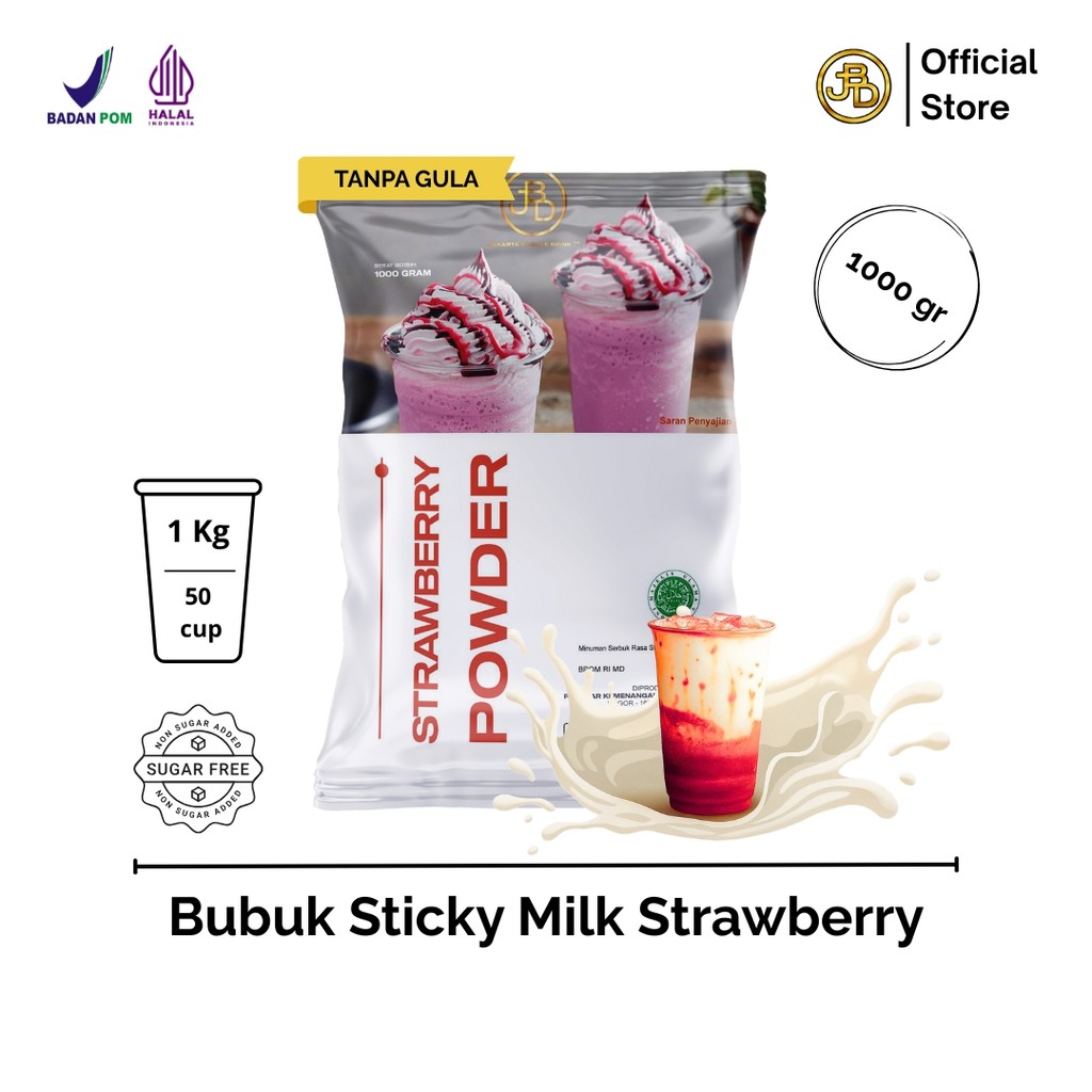 

Strawberry Powder 1Kg Sticky Milk Warna Pink Ceria | JBD