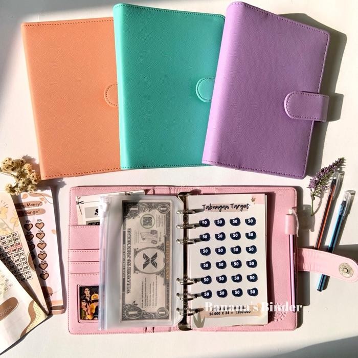 

Binder Nabung Tracker A6 Free Custome Nama Paket Kombo Warna Polos Special A6 6 Ring Paper