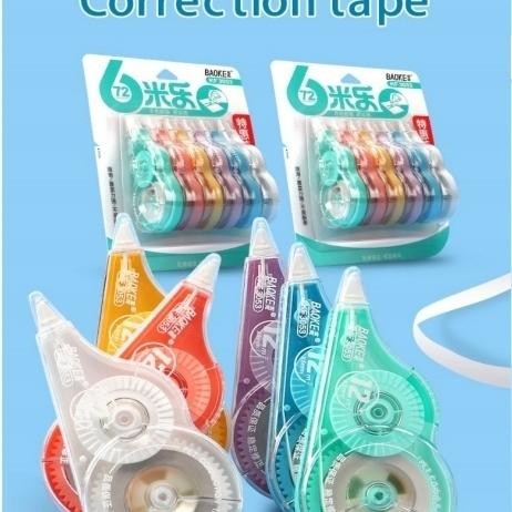 

baoke kf-3053 pita koreksi stationery 12m 6 pcs warna cerah praktis untuk kebutuhan harian kode 478