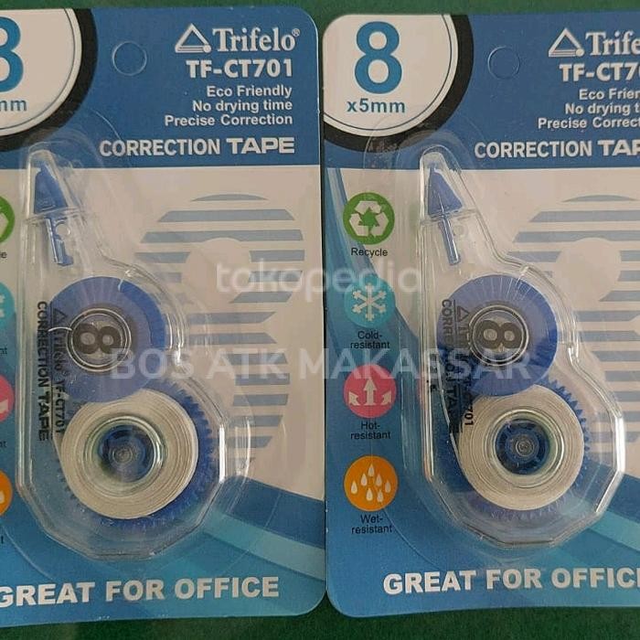 

[box isi 12] correction tape 8m x 5mm tf-ct701 trifelo / tip ex kode 694