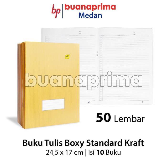 

Book Buku Tulis Panjang Kraft Standard 50 Lembar Boxy Isi 10 Notebook Sampul Coklat