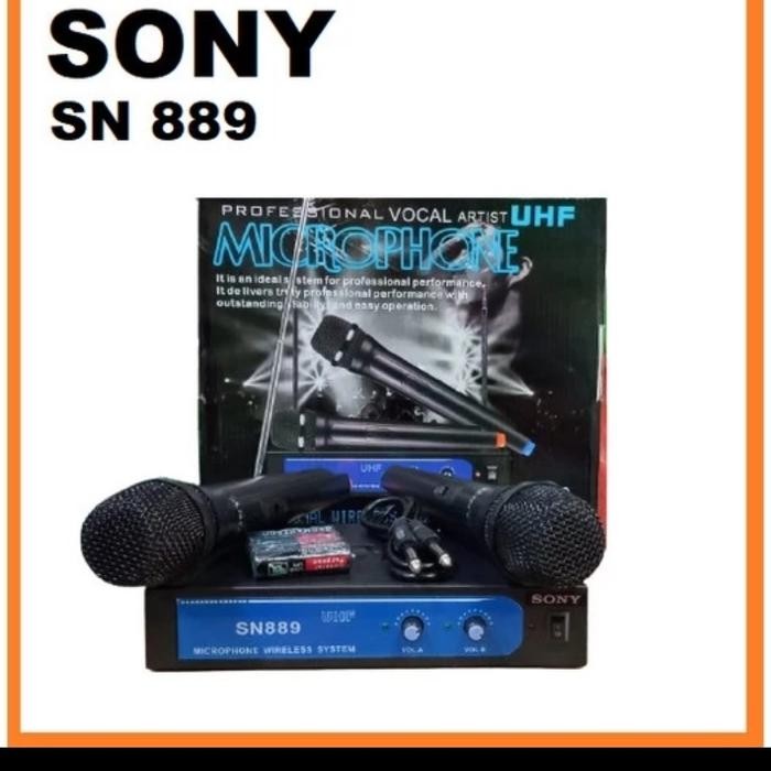 JUAL MIC SONY DOUBLE WIRELESS SN 889 SN889 SN-889 2 MIC MICROPHONE VOKAL