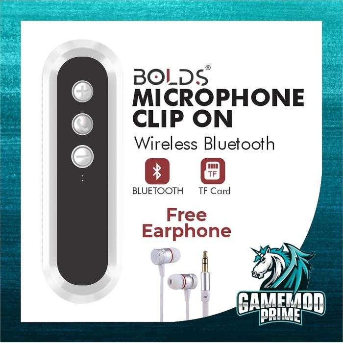 JUAL Microphone Wireless Bluetooth clip on vlog Free Earphone Mic BT