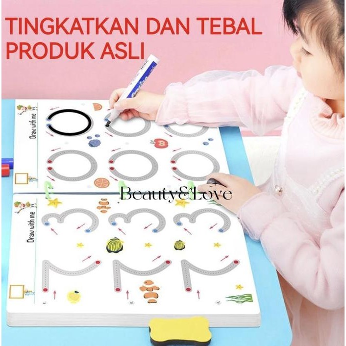 

64 Pages Reusable Magic workbook/Magic Workbook belajar menulis Buku Edukasi Anak/activity book /