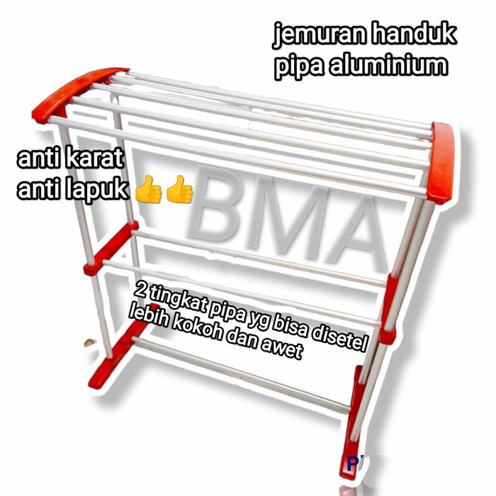jemuran handuk aluminium 2 tingkat grosir murah promo