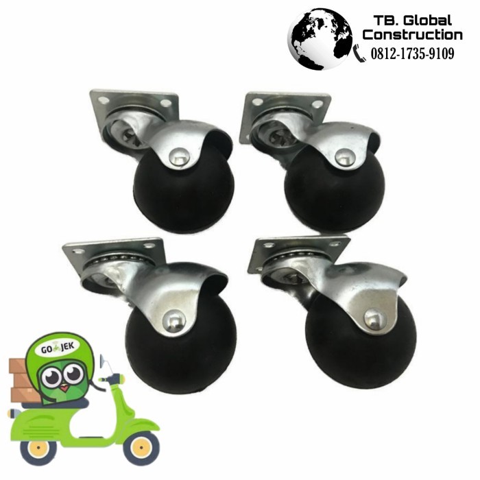 TERLARIS Roda Bulat Karet Caster / Roda Bulat Etalase