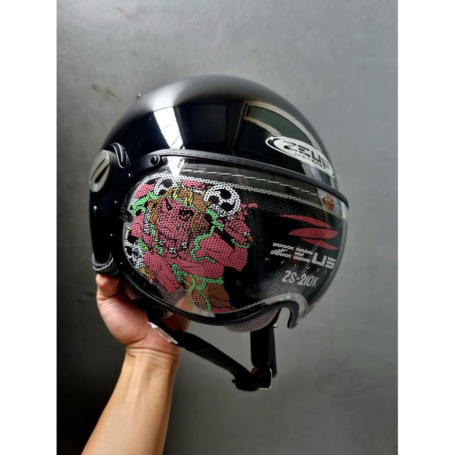 ZEUS 210K BLACK RETRO SINGLE VISOR HELMET