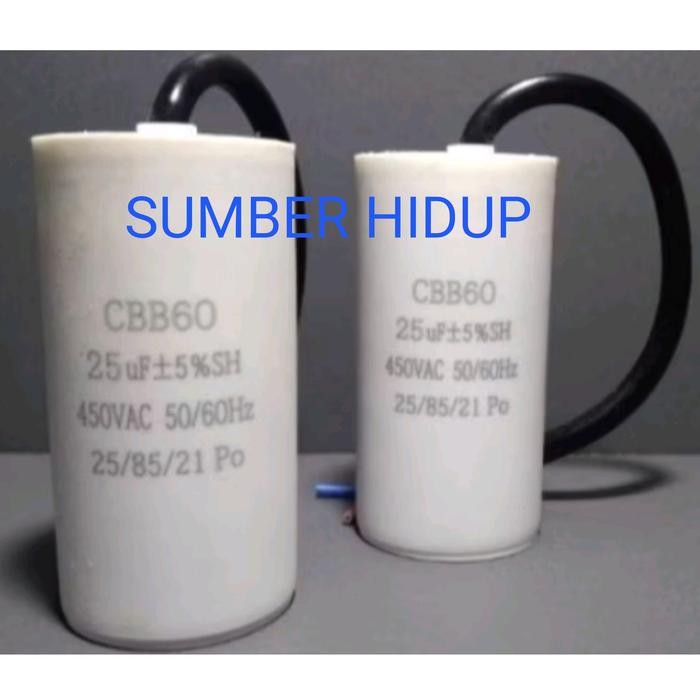Bola Kapasitor Cbb60 25Uf 450V Capasitor Cbb-60 25 Uf Mfd 25Mfd 450Vac Kapasitor Kabel