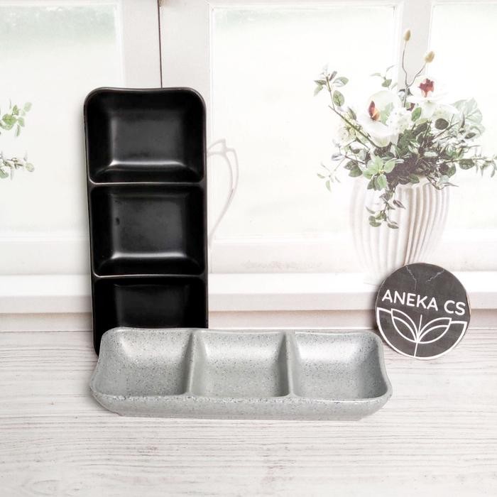 Melamine Stone Tempat Sambal Sekat 3 - Golden Dragon - P9A