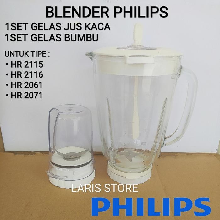 Gelas Jus Kaca + Bumbu 1set Blender Philips HR 2115 HR 2116 2061 2071