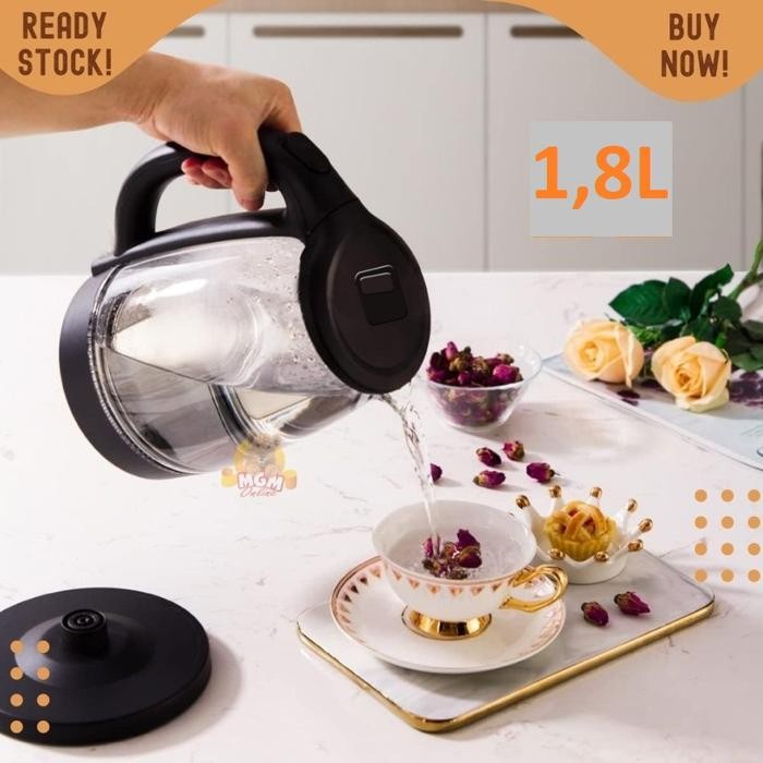 Teko Kaca Elektrik F-818 teko listrik kaca transparan