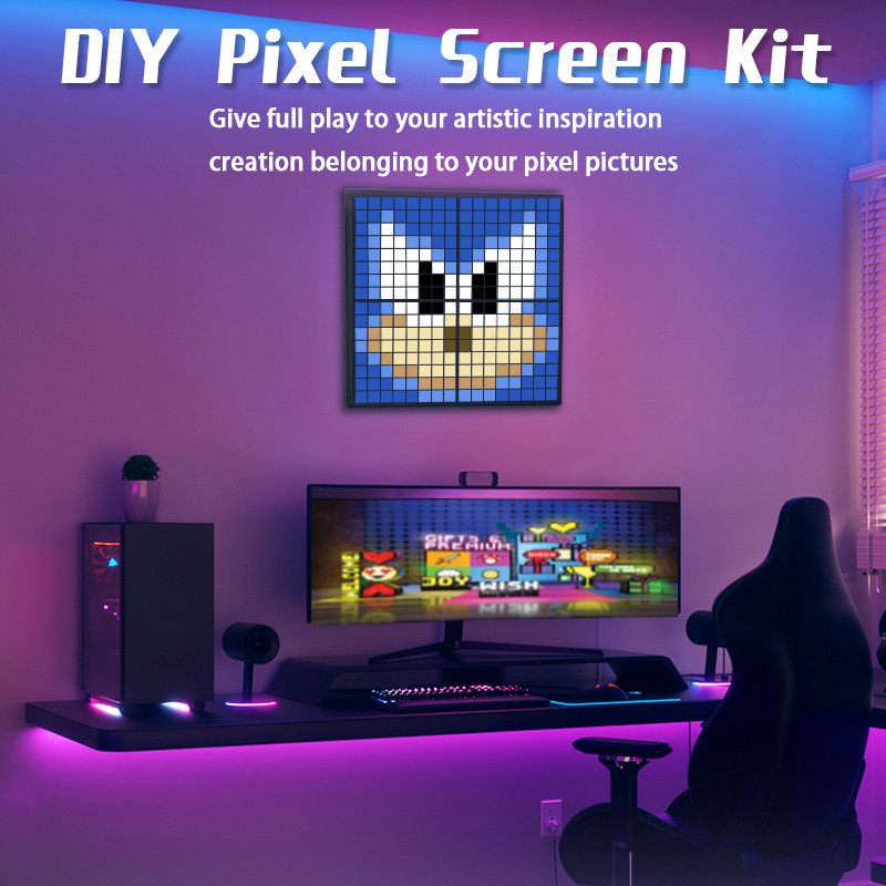 WS2812B LED Splicing Pixel Display Panel WS2812 8X32 16X16 Music Sync Ambient Light DIY Text Pattern