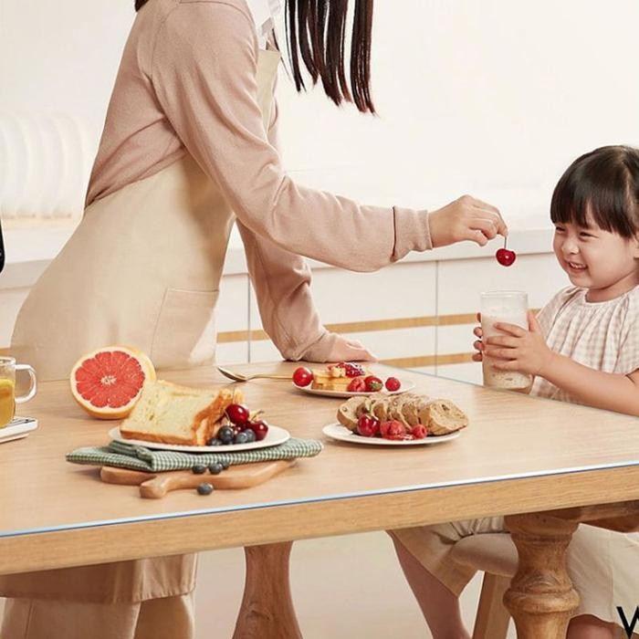 Taplak Meja Plastik Mika Bening Transparan Meteran Tebal