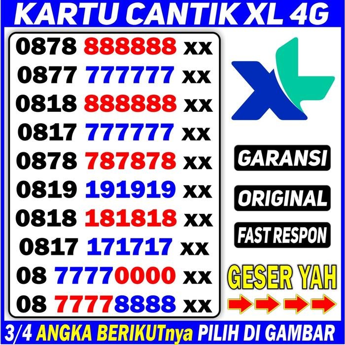 (Allthebest) Kartu Perdana Nomor Cantik XL KODE 1000 - Nomor Cantik XL 4g - Nomer