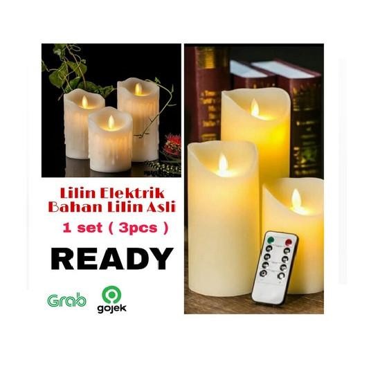 Lilin Lilin Besar Elektrik Goyang dengan Remote Bahan Wax (3pcs