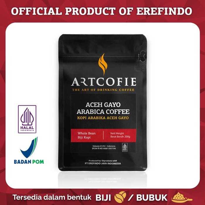

PREMIUM Artcofie Kopi Aceh Gayo Arabica Pouch Biji / Bubuk 200g