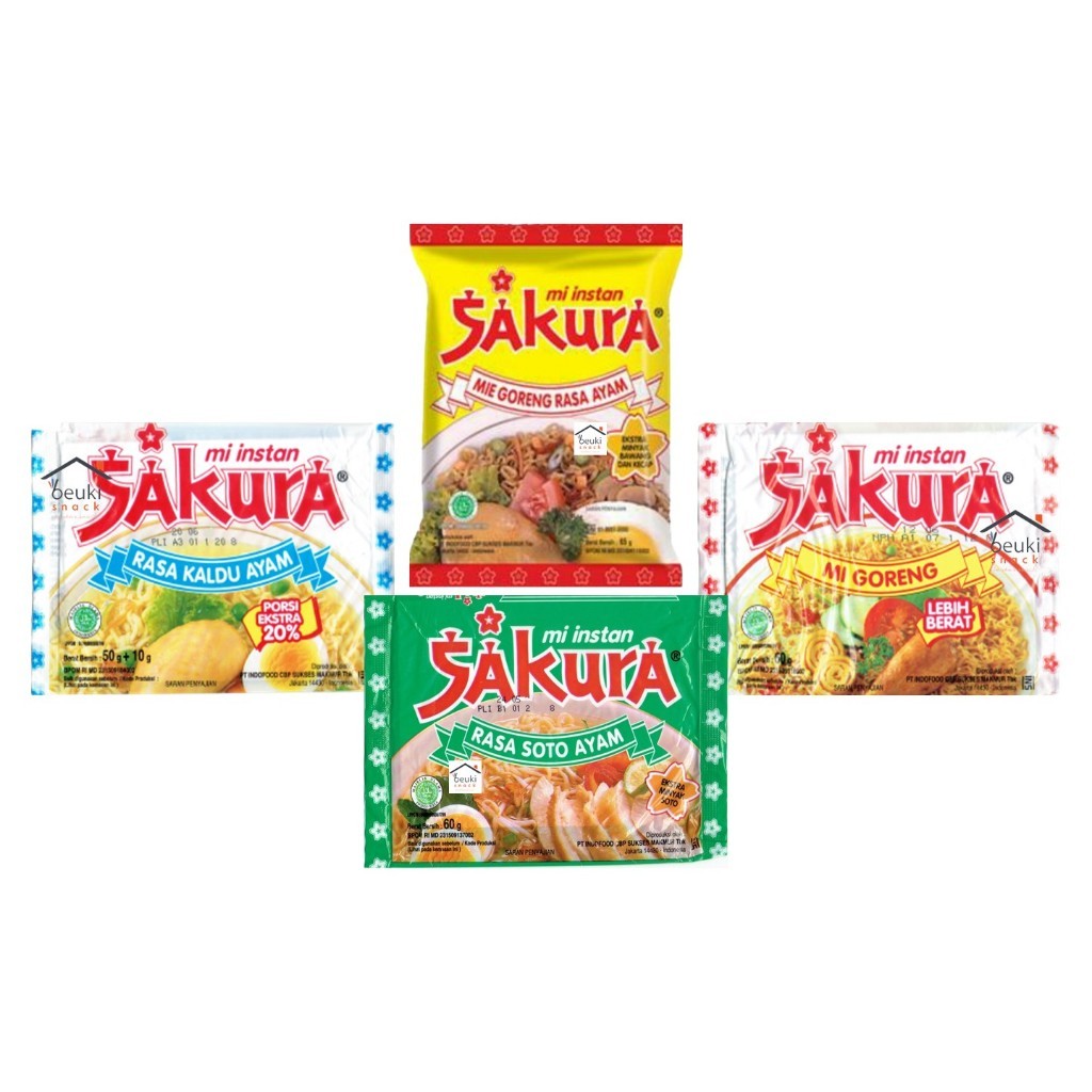 

MIE SAKURA GORENG,SOTO,KALDU MIE INSTANS ALL VARIAN 60gr perbungkus