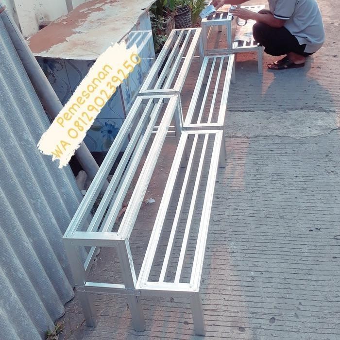 Custom Panjang 80 Cm Rak Pot Bunga Besi Hollow 2 Susun / Stand Planter