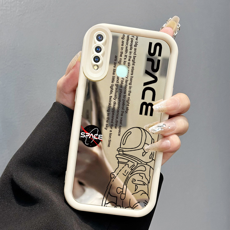 Casing Hp VIVO Y19 VIVO Y5s Case cermin Softcase pelindung Cesing silikon Kesing pola Ikon Astronot 