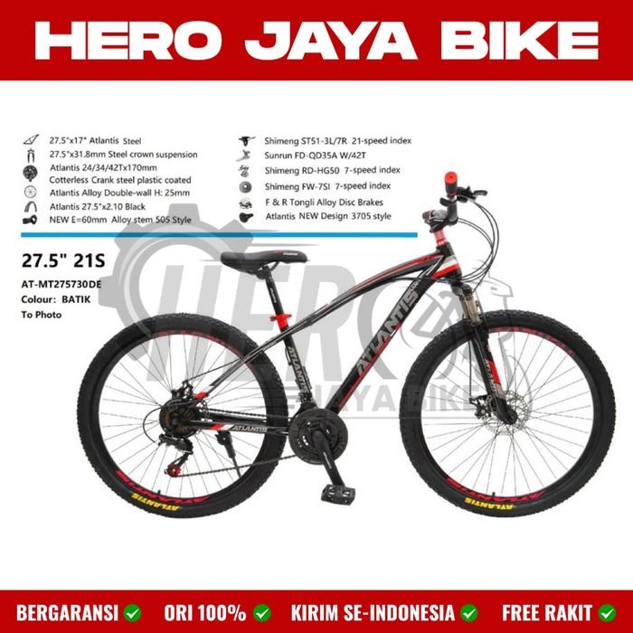 Sepeda Gunung Mtb Atlantis 27,5 730 Rspro Disc Brake Original Gratis Ongkir