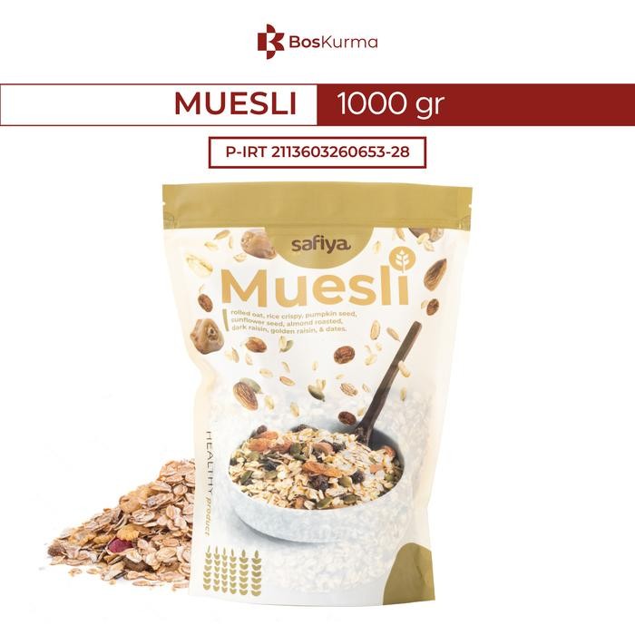 

Muesli Safiya 1 Kg - Dried Fruit Sereal Sarapan Almond Granola Oat Oatmeal Susu