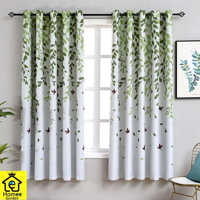 Gorden Minimalis/ Tirai Jendela Minimalis/ Gorden Blackout Hijau Daun