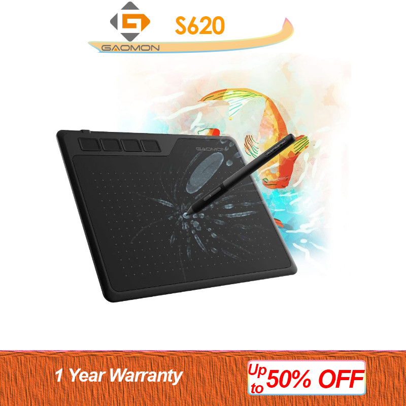 Gaomon S620 Digital Tablets Small Portable Graphics Tablet for Drawing 6.5x4 Inch with 4 Express