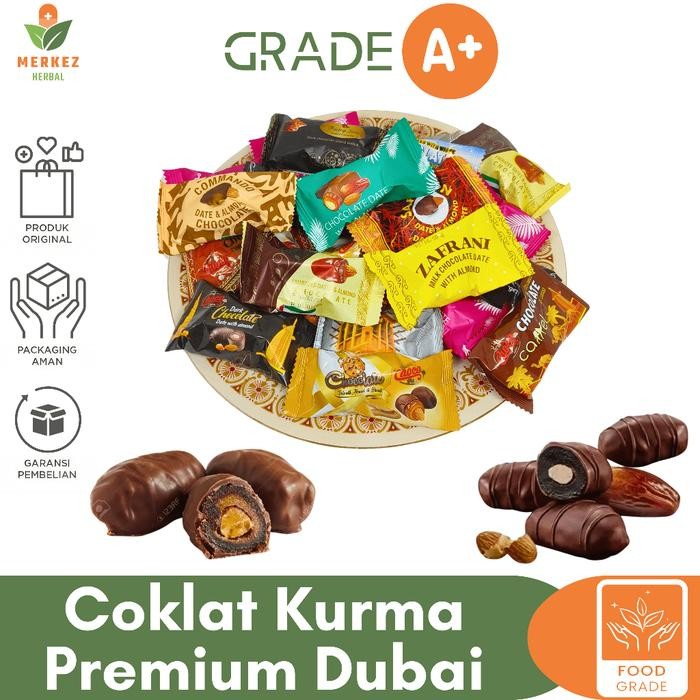 

Osyak.mart READY COKLAT COKELAT KURMA ISI KACANG ALMOND LAPIS COKLAT ARAB DUBAI ASLI MIX 250 GRAM