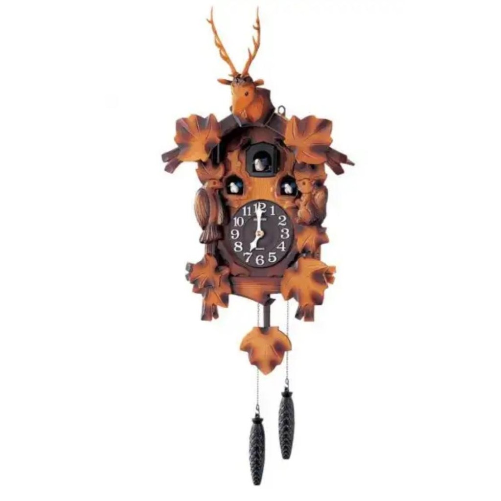 Jam Dinding Cuckoo Rhythm 4MJ419 Original Kikuk Kukuk Wooden Case