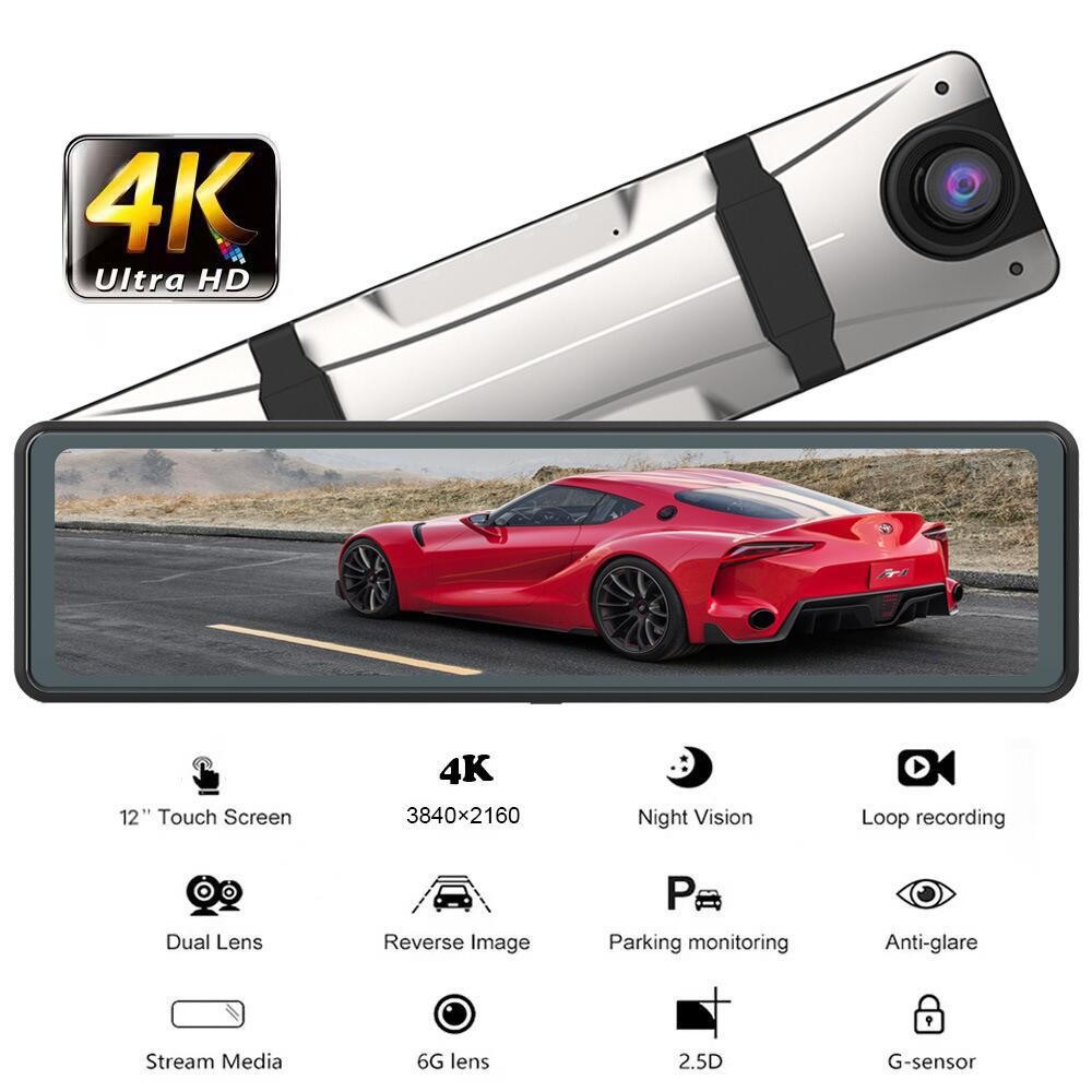 12 inch Front 4K Rear 2K Car Dvr Camera Rearview Mirror WIFI Video Recorder GPS Registrar Dash Cam 2