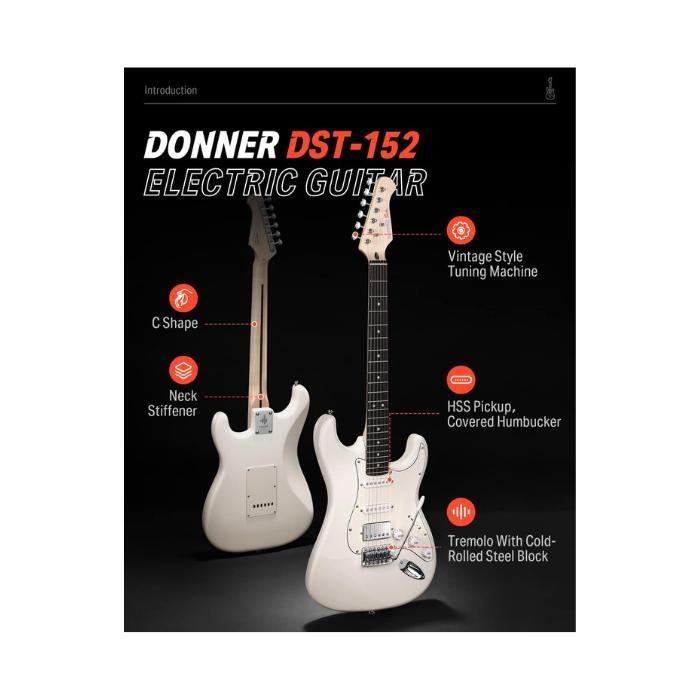 Electric Guitar Donner DST-152W White
