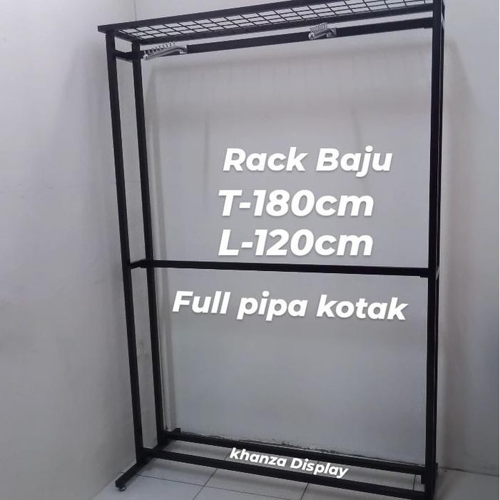 Rak baju besi gawangan baju 2 tingkat tinggi 180cm panjang 120cm