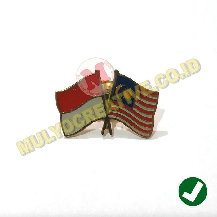 

Cross Flag Pin Indonesia Malaysia Pin Bendera Persahabatan Custom PREMIUM